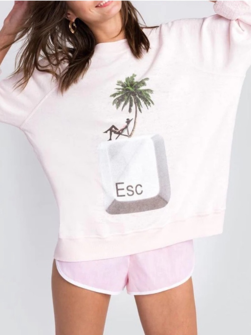Wildfox Escape Sommers Pullover Sweatshirt Pink Sz small